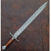 Handmade Damascus Steel Sword 34-in Viking Sword with Leather Sheath VK-12006