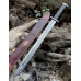 Handmade Damascus Steel Sword 32-in Viking Sword with Leather Sheath VK-1296