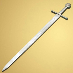 SS-1290 Handmade Carbon Steel Hunting 33-in Viking Sword with Leather Sheath