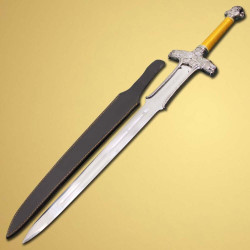 SS-1291 Handmade Carbon Steel Hunting 34-in Viking Sword with Leather Sheath